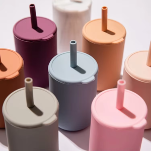 High Quality Customized BPA <b>Free</b> Folding Silicone Water <b>Cup</b> Baby Training <b>Cups</b> with Lid - Product Image 2