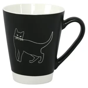 Creative cat pattern coffee ceramic cup with exposed tire color at the bottom and handle milk ceramic cup
