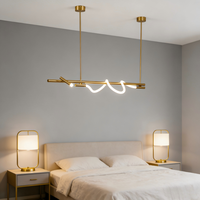 Lampe suspendue LED contemporaine en forme de vague, dorée, pour salle à manger, salon