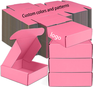 Boîtes d'expédition postales en carton ondulé recyclables à faible MOQ, personnalisables avec logo, roses, pour emballage cadeau, chaussures, vêtements, pour petites entreprises - Product Image 1