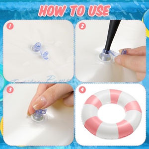 Bouée gonflable rose classique à rayures pour enfants et adultes, pour piscine et plage - Product Image 6