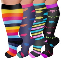 Chaussettes de compression pour mollets larges pour femmes et hommes, 20-30 mmHg, chaussettes de compression mi-hautes