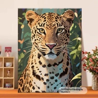 Peinture à l'huile numérique DIY sur toile, motif Lion africain, série Forêt, cadre en bois, style rétro nostalgique, à remplir soi-même, acrylique, pour la maison