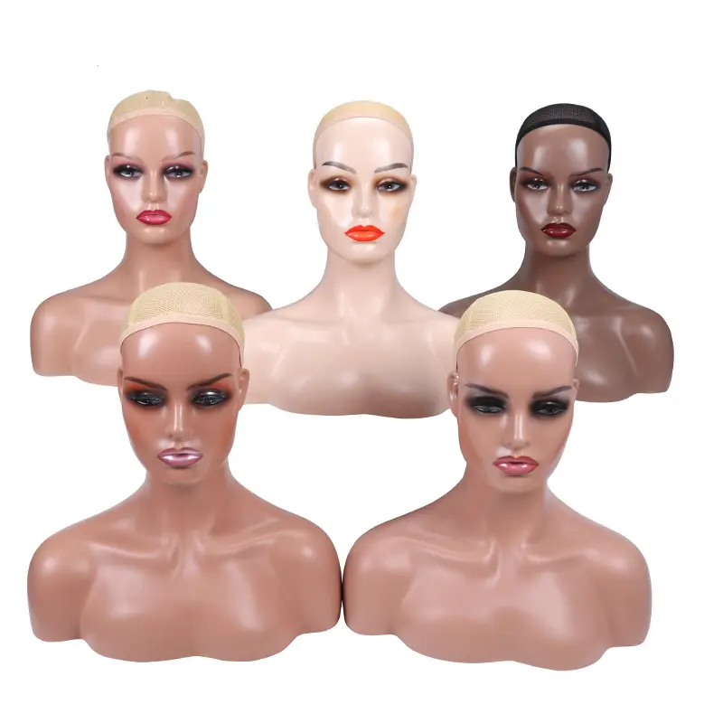 Pvc Mannequin Head With Shoulders Female For Wig Display African American Mannequin Head Female Mannequin Head And Bust