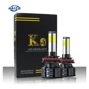 HAIZG Newest Product 4-side Illuminated K9 10000lm 50w Super Brightness Auto Lighting System H1 H3 H4 H7 Car Led Headlights