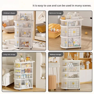 Carrito plegable para bebé, estantes con ruedas, carrito <span class=keywords><strong>auxiliar</strong></span> móvil para bebé, suministros multicapa, organizador de estantes de almacenamiento de artículos diversos para aperitivos - Product Image 4