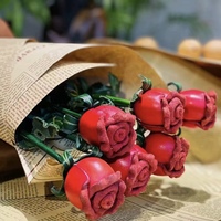 Buket Bunga Mawar & Daisy Buatan Tangan dari Kulit Asli Full-Grain - Dekorasi Rumah, Hadiah Pernikahan & Hari Valentine