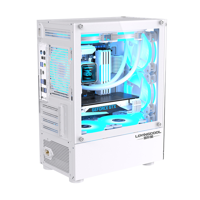 Lovingcool Custom Computer Case Glass Panel Atx Towers & Cases White Aluminium Desktop Pc Gaming Case Support 240 Water Cooler