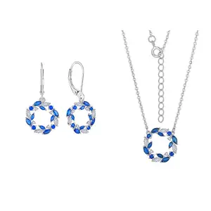QX 925 Silver Sets Cubic Zirconia Wholesale High Quality Custom OEM Round Circle Necklace Earrings Luxury Zirconia Jewelry Set