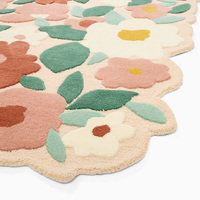 Tapis personnalisé fait à la main crème fleur motif géométrique couverture de chevet moderne et colorée pour la chambre ou le salon des filles
