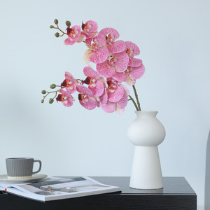 Fleur artificielle Phalaenopsis imprimée en 3D style chinois, aspect réaliste, arrangement floral haut de gamme pour salon, table basse, télévision - Product Image 2