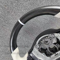 Volant sport 4 branches en fibre de carbone noire perforée blanche de luxe pour charpentier, 45 mm, personnalisation acceptée