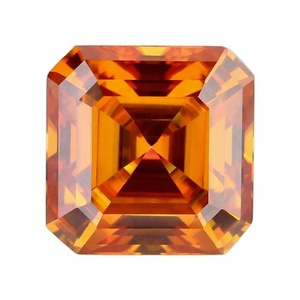Moissanite de laboratoire couleur D, rouge grenat fantaisie, jaune citron champagne, taille carrée biseautée, pierre lâche à facettes plates, taille Asscher CAL - Product Image 2