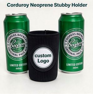 Portavasos y Enfriador de Latas de Neopreno de 5mm con Diseño Estético de Corduroy, Logotipo Personalizado, Base Antideslizante y Costuras Overlock - Product Image 2