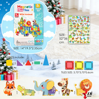 Jinxin 2026, Novedades, Juego de Bloques Magnéticos con Temática de Zoológico en Caja de Hierro, Juguetes para Niños, 45 Piezas, Mini Bloques de Construcción Magnéticos