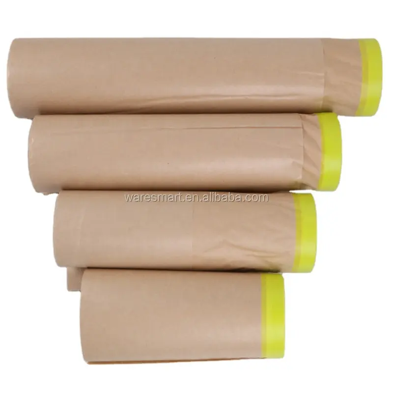 Hot-sale Pre-taped Kraft paper for car painting auto painting masking paper masking film