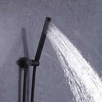 Ensemble de mélangeur de douche à effet pluie en laiton noir mat moderne motif de jet de pluie doux de style contemporain pour salles de bains d'hôtel