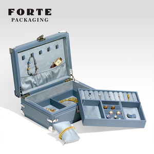 Forte lớn PU da hộp đồ trang sức tổ chức với khóa ba tầng hiển thị cho nhẫn và du lịch thanh lịch thời trang lưu trữ trường hợp - Product Image 1