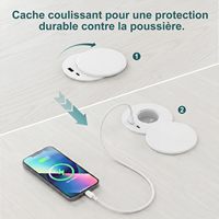 Prise de courant ronde avec ports USB, prise de courant de table dissimulée, prise de bureau encastrée avec couvercle rabattable, prise pour mobilier de bureau
