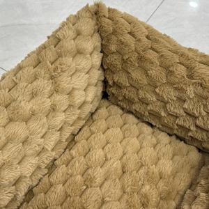 Rechthoekig effenkleurig op maat gemaakt sneeuwvlok fleece hondenbed zacht en comfortabel kaki hondenbed - Product Image 5