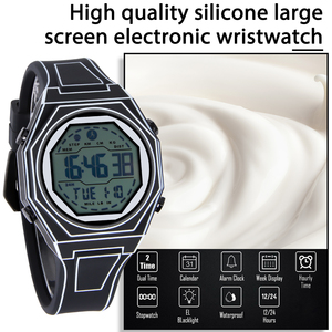 Moda nuovo stile orologio digitale Display elettronico a LED Sport orologio da polso calendario sveglia doppio tempo fabbrica all'ingrosso - Product Image 6