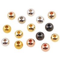 Perline Distanziatrici Rotonde Lisce in Lega di Rame da 4/6/8/10mm, Placcate Oro 14K, Multicolore, in Metallo, Sciolte, per Creazione Gioielli Fai da Te e Braccialetti