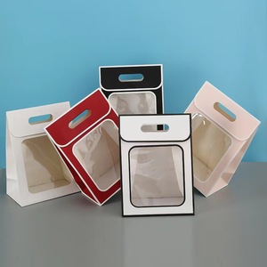 Tùy chỉnh giấy mở nắp Nơ Khóa Quà Tặng Túi giấy bao bì con dấu túi giấy với cửa sổ trong suốt cho áo len đồ ăn nhẹ túi - Product Image 4