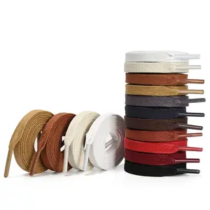 Custom Flat Waxed Rope Shoe Laces 8mm Wide 0.5-2m Length Leather Flat Shoelaces For Sneeakers