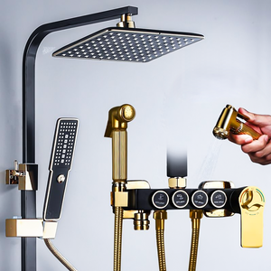 Nuevo diseño <span class=keywords><strong>de</strong></span> piano temperatura constante oro dorado negro baño barato Sistema <span class=keywords><strong>de</strong></span> cortina <span class=keywords><strong>de</strong></span> ducha grifo mezclador conjunto <span class=keywords><strong>de</strong></span> baño - Product Image 6