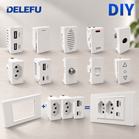 Panneau mural modulaire DELEFU blanc type 118, norme brésilienne, fonction de combinaison libre DIY, bouton d'interrupteur lumineux