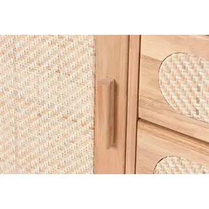 Buffet <b>Sideboard</b> Rubberwood <b>Rattan</b> 73.5x35x78cm Natural - Product Image 3