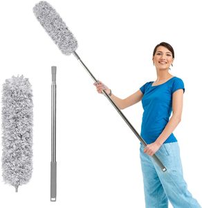 Pôle <span class=keywords><strong>télescopique</strong></span> extensible en acier inoxydable, <span class=keywords><strong>plumeau</strong></span> en <span class=keywords><strong>microfibre</strong></span> pour le nettoyage des ventilateurs de plafond - Product Image 1