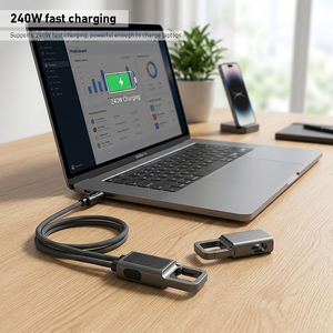 2 in 1 Fast Charging 240W Keychain Metal Alu Nylon USB Charger Data <b>Cable</b> - Product Image 3