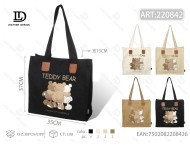 Borsa a Tracolla in Tela con Motivo Orsacchiotto, Borsa per Shopping per Tutte le Stagioni - Product Image 1