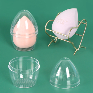 SUNSHING Boîte de rangement portable en plastique en forme d'œuf pour houppettes de maquillage, étui de voyage pour éponges de beauté - Product Image 1