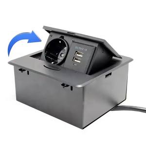 इनसेट छिपे हुए eu मानक पावर सॉकेट यूएसबी चार्जिंग ब्लैक पॉप अप कॉन्फ्रेंस टेबल डेस्कटॉप सॉकेट यूएसबी कनेक्टर के साथ - Product Image 3