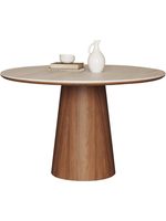 Ensemble table et chaises rondes en pierre de style travertin, bois massif couleur noyer, pour la maison, le balcon, le bureau, les réunions, les loisirs