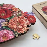 Cœur floral en bois, puzzle en forme de cœur, art botanique gravé CNC, impression sur surface satinée, coffret cadeau en bois massif, vente en gros OEM