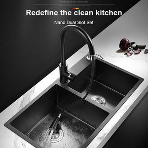 Bán Hot thép không gỉ sâu lưu vực Nano Bát đôI undermount <span class=keywords><strong>handmade</strong></span> Đen Bồn Rửa Nhà Bếp - Product Image 3