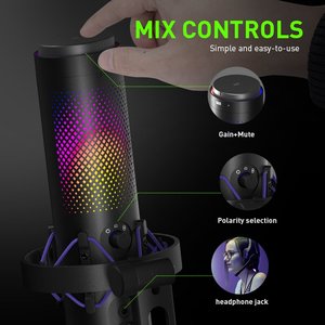 USB XLR Kim Loại RGB Chơi Game Podcast Phát Trực Tiếp <span class=keywords><strong>Microphone</strong></span> - Product Image 5