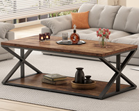 Table basse rustique moderne en chêne brun convertible en bois + métal Source d'usine pour salon en vente