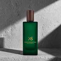 Botol Parfum Kaca Kotak 100ml Warna Hijau Matte Mewah, Wadah Parfum Cologne Custom dengan Pompa Semprot dan Tutup Kayu