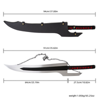 Épée de cosplay de haute qualité Bleach Ichigo Kurosaki Zanpakuto Zangetsu Shikai avec chaîne