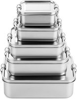 Petites boîtes à lunch en acier inoxydable personnalisées, lot de 3 couvercles de conteneurs à collations lavables au lave-vaisselle, boîte à bento 304 condiments pour enfants et adultes