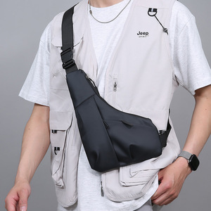 Men's Chest Bag Gray Black Solid Color Fashionable Everyday Outfits Breathable Spring 2025 - Product Image 2