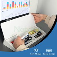 Tableau blanc effaçable à sec en verre pour bureau avec rangement