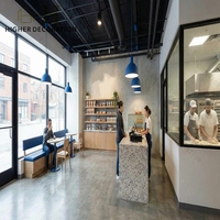 Étagère à pain en bois massif, comptoir de boulangerie en verre, station de café facile à nettoyer avec plateau en marbre