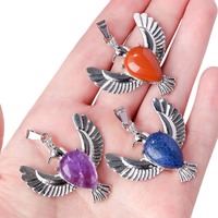 Mode chaude 38*38MM paix colombe pendentif multicolore pierres précieuses cristal Agate pierre personnalisé pendentif vacances cadeau