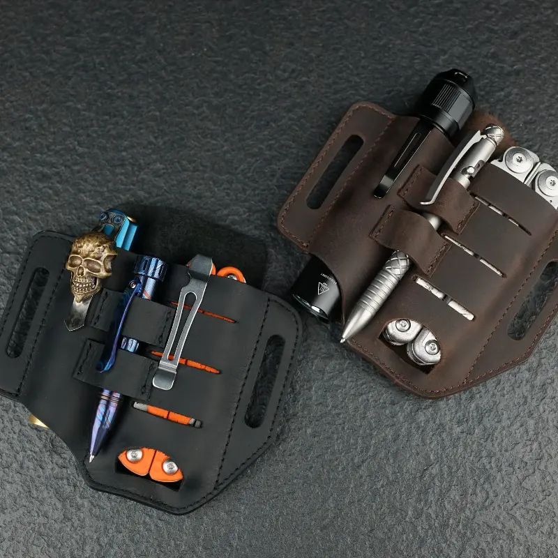 Открытый фонарик держатель для ножей EDC карман органайзер натуральная кожа EDC инструменты оболочка