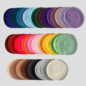 ODM Usine En Gros Personnalisé Qualité Boina Pas Cher Prix Solide Couleur Plaine Barett Cap Automne Chaud Laine Béret Chapeau